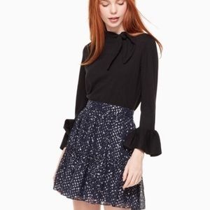 NWT Kate Spade Night Sky Lurex Dot Navy Skirt